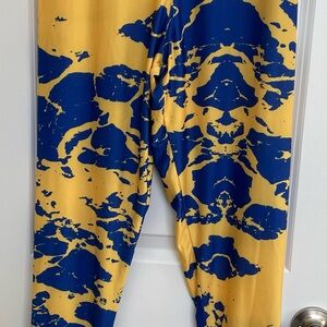 Bold Blue and Yellow Abstract Leggings